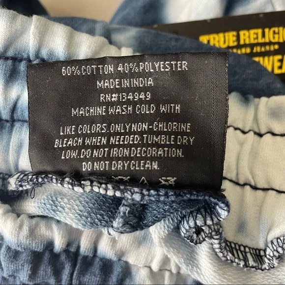 TRUE RELIGION NWT LOUNGE WEAR TIE DYE BLUE JOGGER SWEATPANTS LARGE - Picture 6 of 6